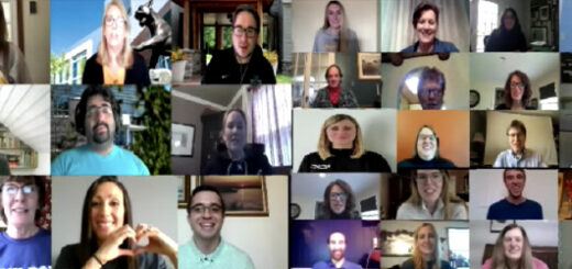 screenshot of faculty and staff participating in the class of 2020 congratulations video