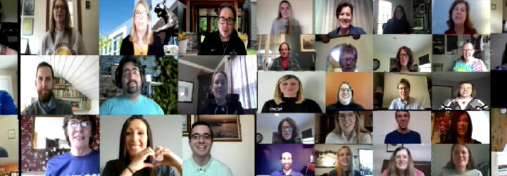 screenshot of faculty and staff participating in the class of 2020 congratulations video
