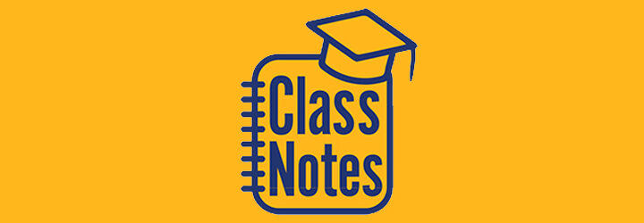 notebook with the text class notes on the cover