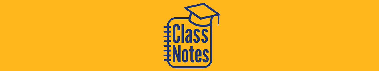 notebook with the text class notes on the cover