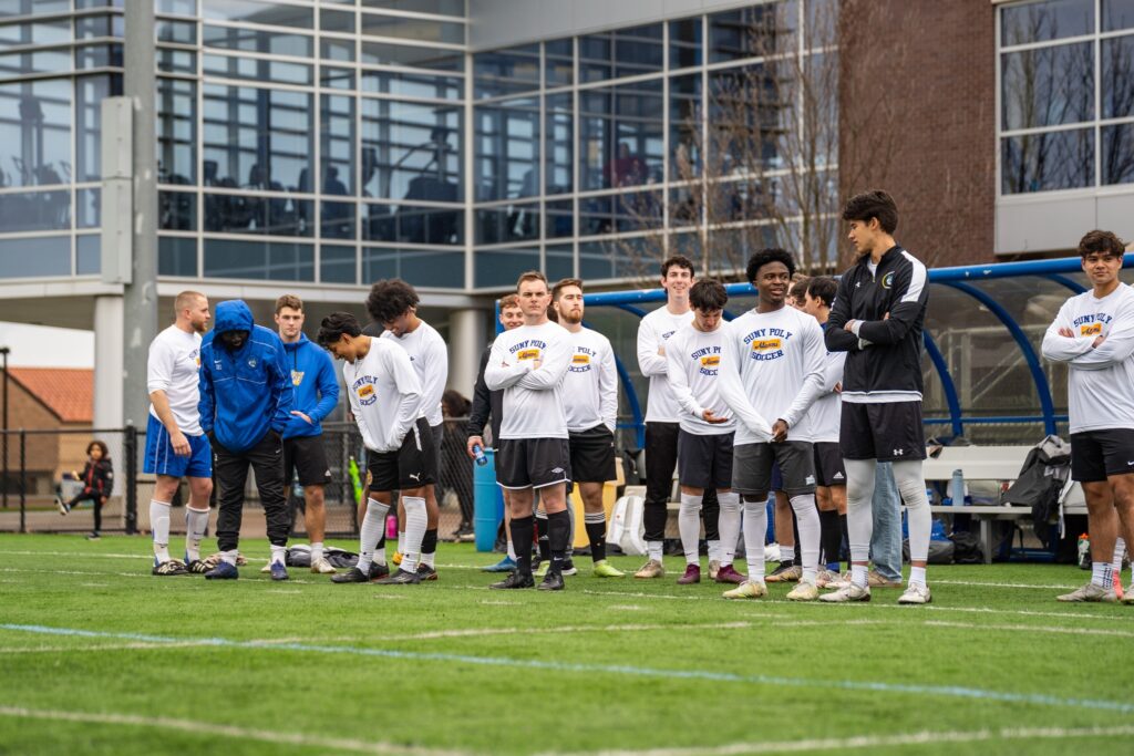 Sidelines of the Men's soccer game. 