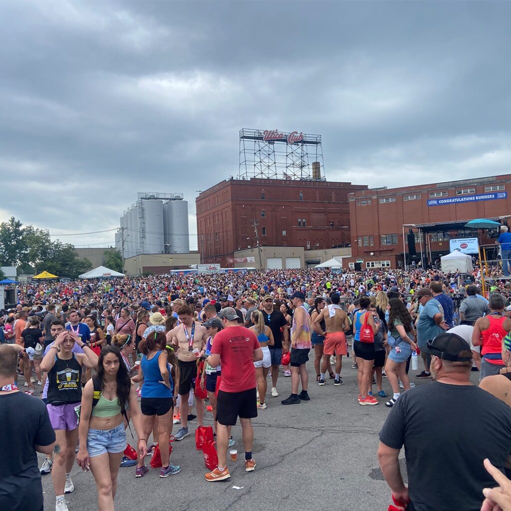 Large group of runners gathered for the Boilermaker Road Race.