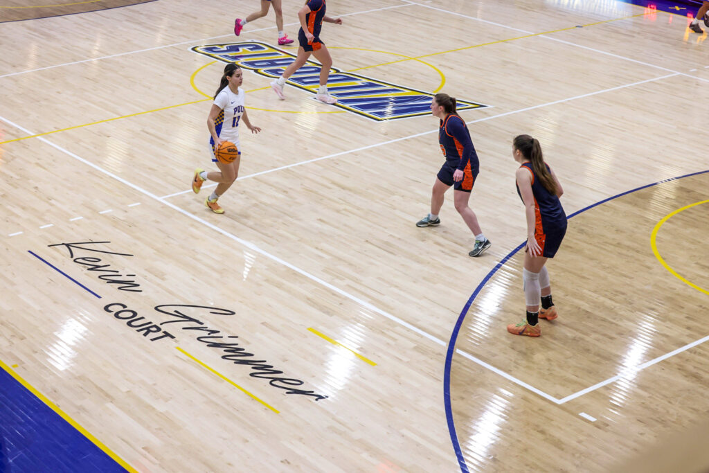 Women's basketball game in the newly renovated Campus Center gym.